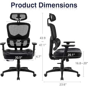 Office Chair Faux Leather Swivel Ergonomic Task Chair in Black with Arm, Backrest and Lumbar Support for Executive Desk