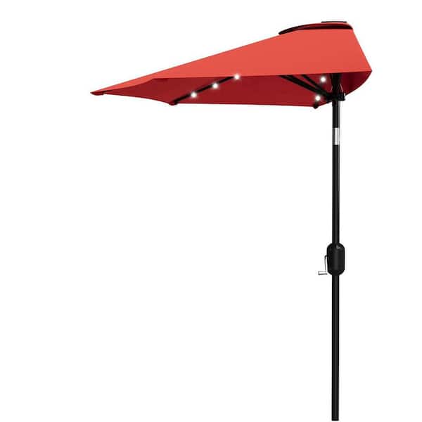 half patio umbrella red lled FLAME&SHADE 10 ft Solar Powered Outdoor Market Table with LED Lights and Tilt, : Patio, Lawn & Garden you must feel how comforting it is to have this umbrella. 7 ft. Outdoor Steel Solar