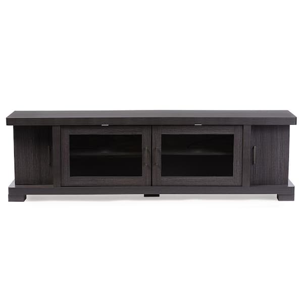 Baxton Studio Viveka 70 in. Dark Brown Wood TV Stand Fits TVs Up to 78 in. with Cable Management