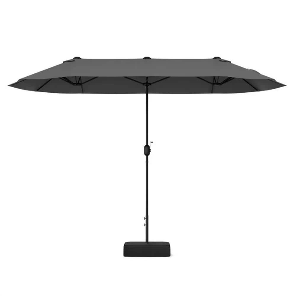 13 ft. Gray Steel Push-Up Patio Umbrella in Gray