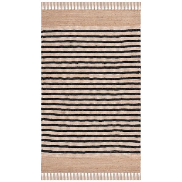 Natural Fiber 4 ft. x 6 ft. Natural/Black Striped Area Rug
