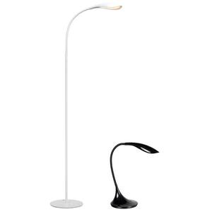 Rylie 15.8 in. Black Led Desk Lamp and Haven 55.2 in. White Led Floor Lamp
