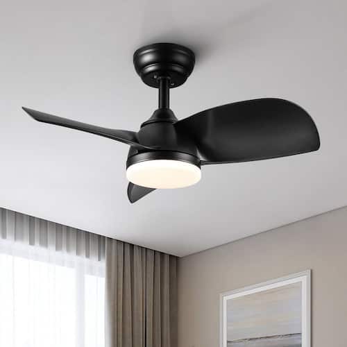 Smalisze 28 in. Indoor Black Small Ceiling Fan with Integrated LED Light Kit and Remote Control Lighting