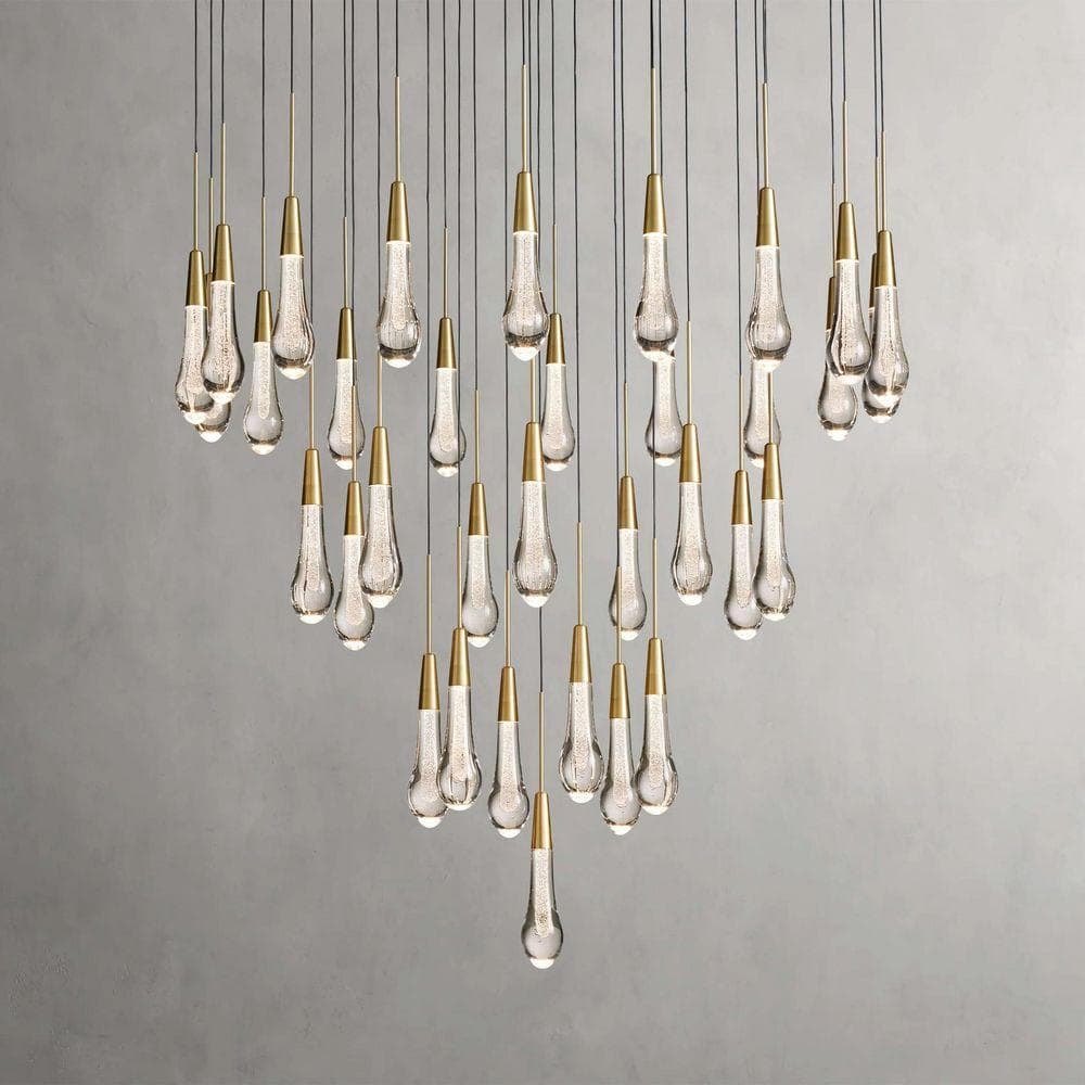 Modern Chandelier 36 in. 34-Light Embedded-LED Gold Chandelier for Staircase, Foyer, Living Room, Crystal Chandelier price history on PriceWatchPro