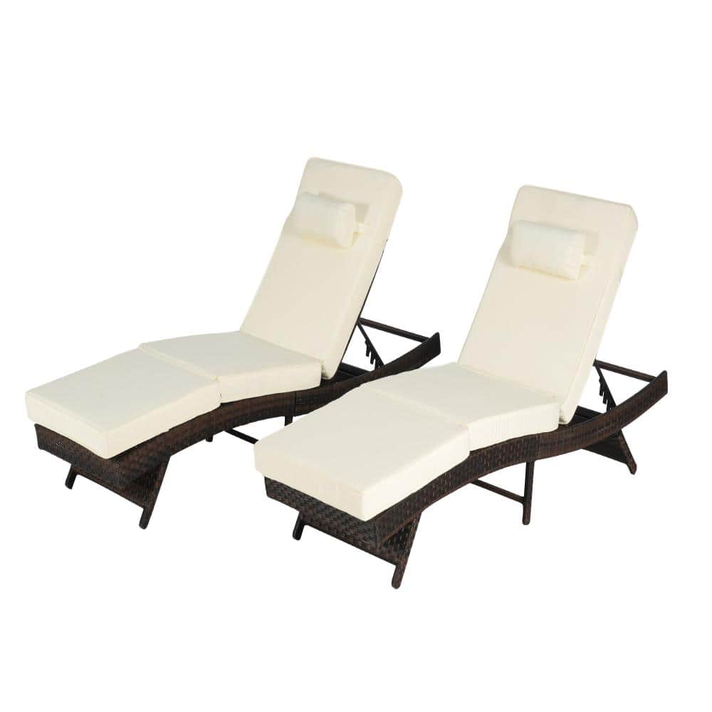 24.8 in. W x 12.6 in. H 2-Pack Outdoor Wicker 150° Recliner Lounge Chairs for Pool Garden Beach Sunbathing price history on PriceWatchPro