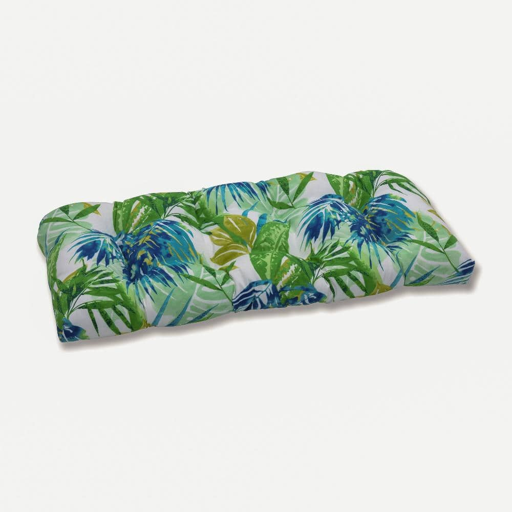 Pillow Perfect Tropical Rectangular Outdoor Bench Cushion in Blue ...