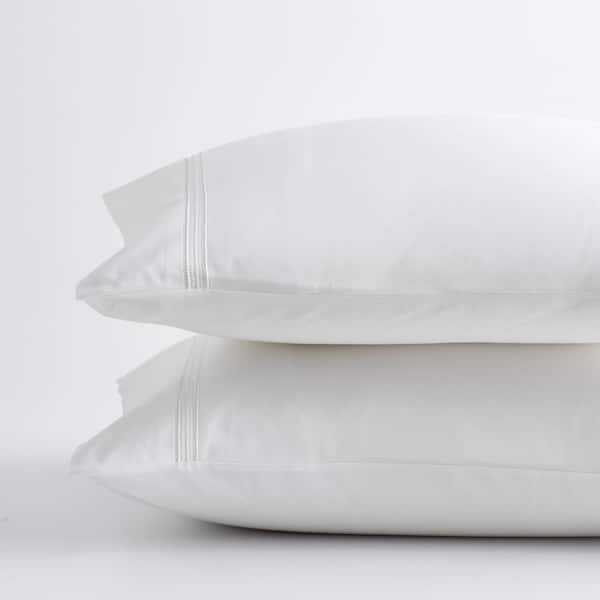 Legends Hotel Dorset Stripe White Embroidered 600-Thread Count Egyptian Cotton Sateen Standard Pillowcase (Set of 2)