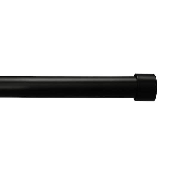 Lumi 36 in. - 66 in. Adjustable Single Curtain Rod 3/4 in. Dia. in Matte Black with End Cap finials