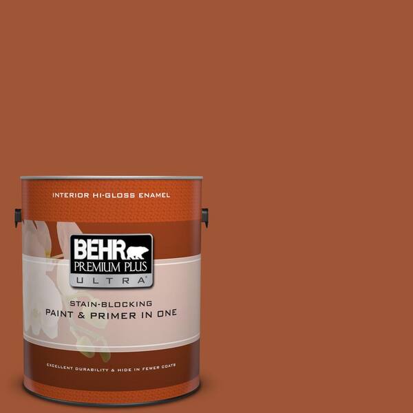 BEHR Premium Plus Ultra 1 gal. #S-H-230 Ground Nutmeg Hi-Gloss Enamel Interior Paint and Primer in One