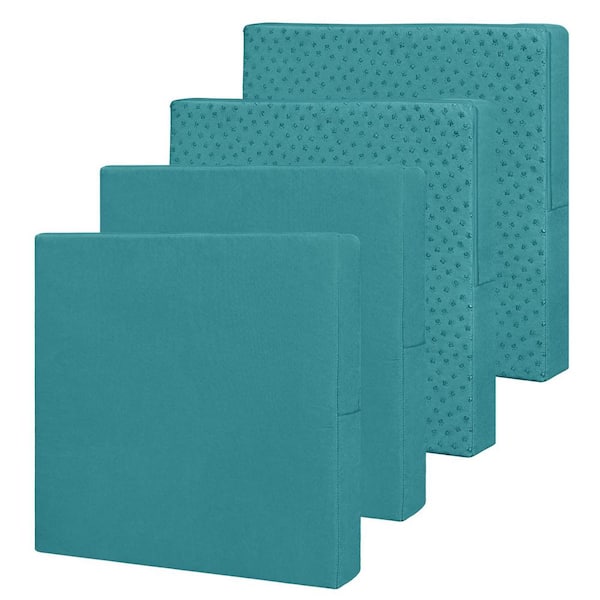 Angel Sar 24 in. x 24 in. x 4 in. Waterproof Replacement Non-Slip Outdoor Seat Cushion Covers for Patio Garden, Green (4-Pack)