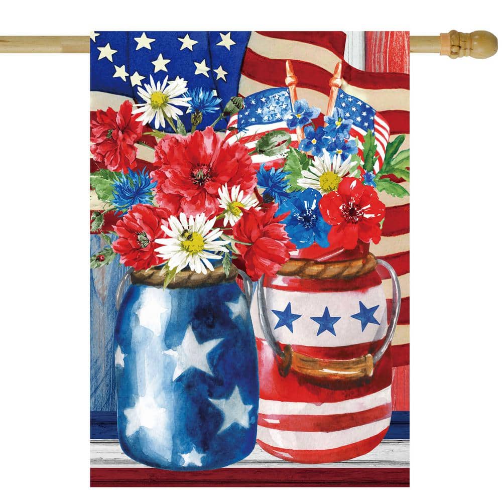 Patriotic Red White and Blue Polyester Outdoor House Flag