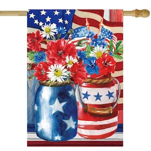 2.3 ft. x 3.3 ft. Polyester Patriotic Americana Floral Bouquet Outdoor House Flag
