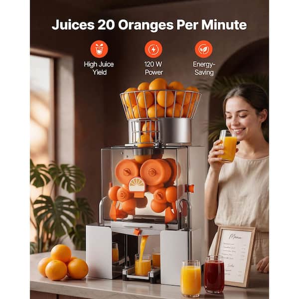 SKYSHALO Commercial Orange Juicer Machine 120W Automatic Feeding