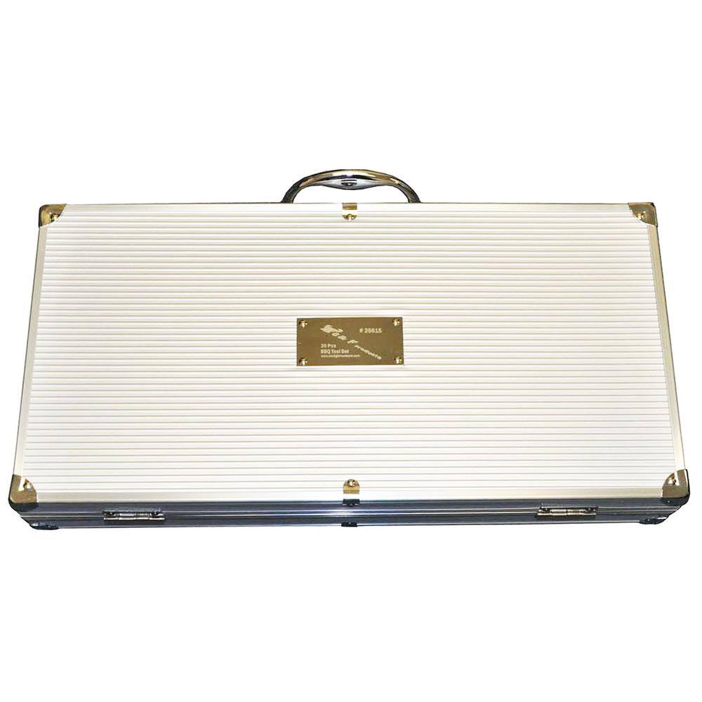 20-Piece Stainless Steel BBQ Tool Kit with Aluminum Case