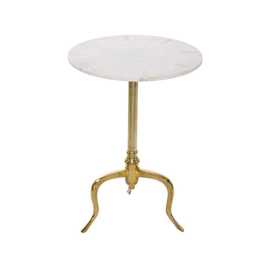 Elegant Round White Marble & Gold Metal Accent Table