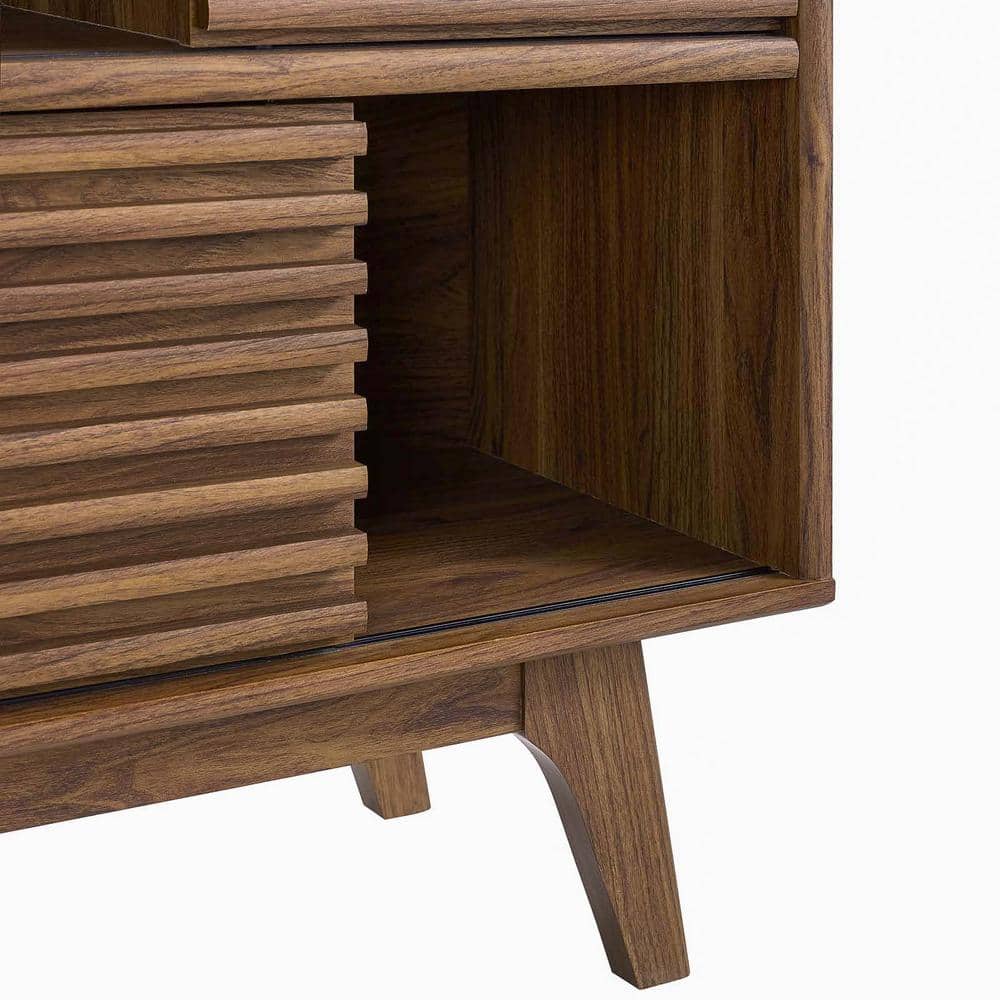 Walnut Mid-Century Modern Three-Tier Storage Cabinet
