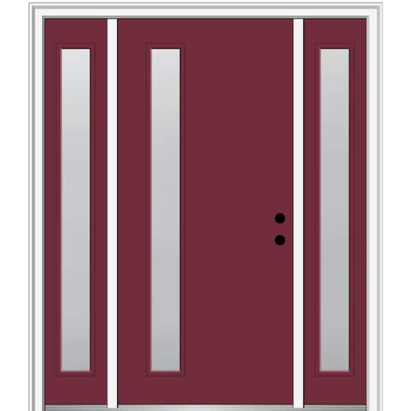 MMI Door 64.5 in. x 81.75 in. Viola Left-Hand Inswing 1-Lite Frosted Painted Fiberglass Smooth Prehung Front Door with Sidelites