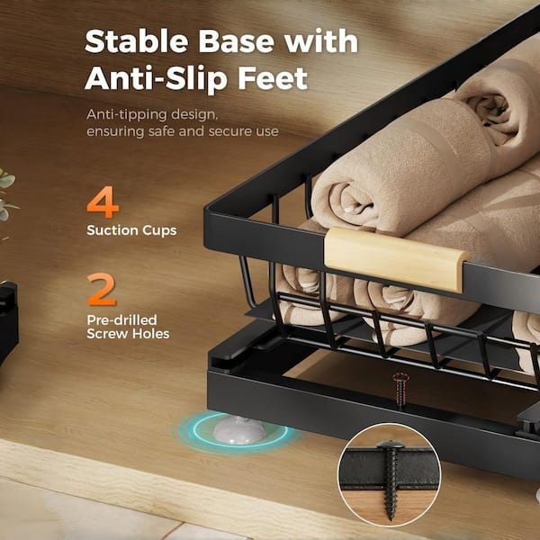 Esepony 2 Tier Metal Under Sink Organizer with Height Adjustable