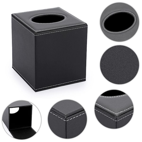 Numhew Square Leather Tissue Box Cover with Magnetic Bottom in