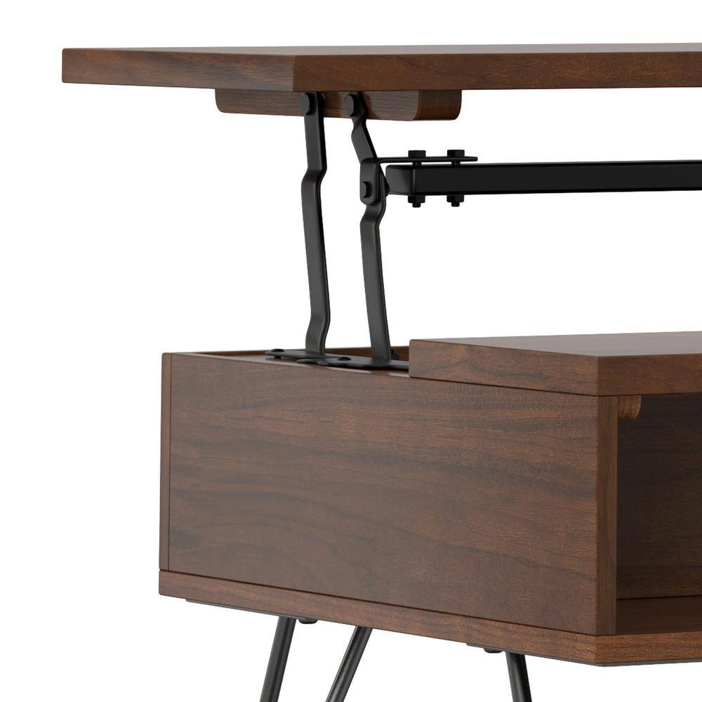 Walnut and Black Lift-Top Coffee Table with Storage
