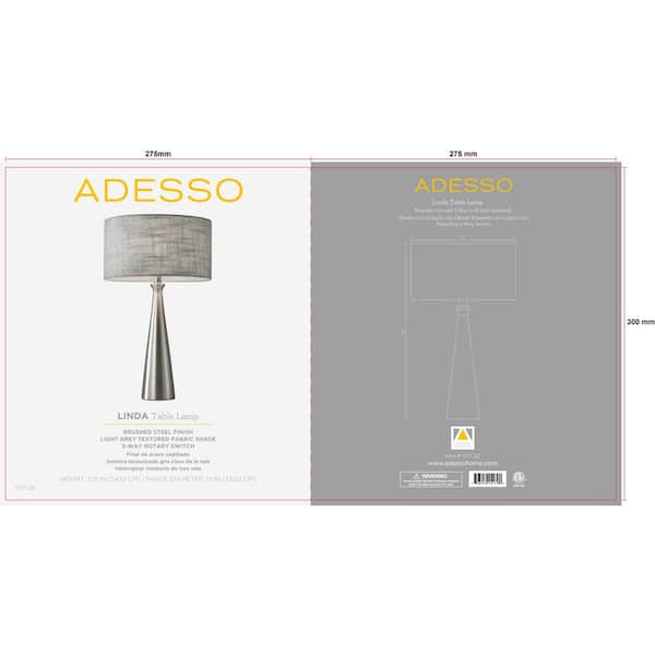 In Silver And Gray Table Lamp 1517 22, Adesso Linda Table Lamp