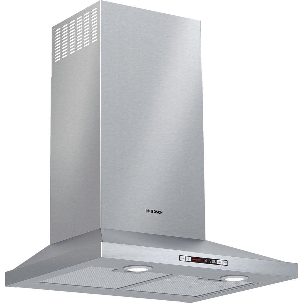 Bosch 300 Series 24 in. 300 CFM Convertible Wall Mount Range Hood with light in Stainless Steel, Silver