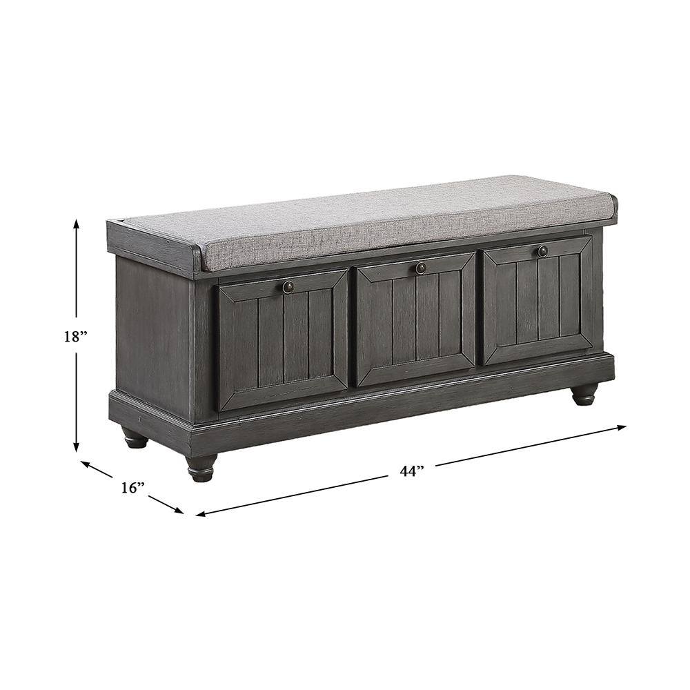 Woodwell 44" Dark Gray Lift-Top Storage Bench