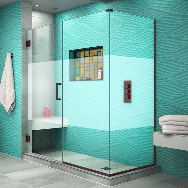 DreamLine Unidoor Plus 30-3/8 in. x 54 in. x 72 in. Frameless Hinged Corner Shower Enclosure in Oil Rubbed Bronze