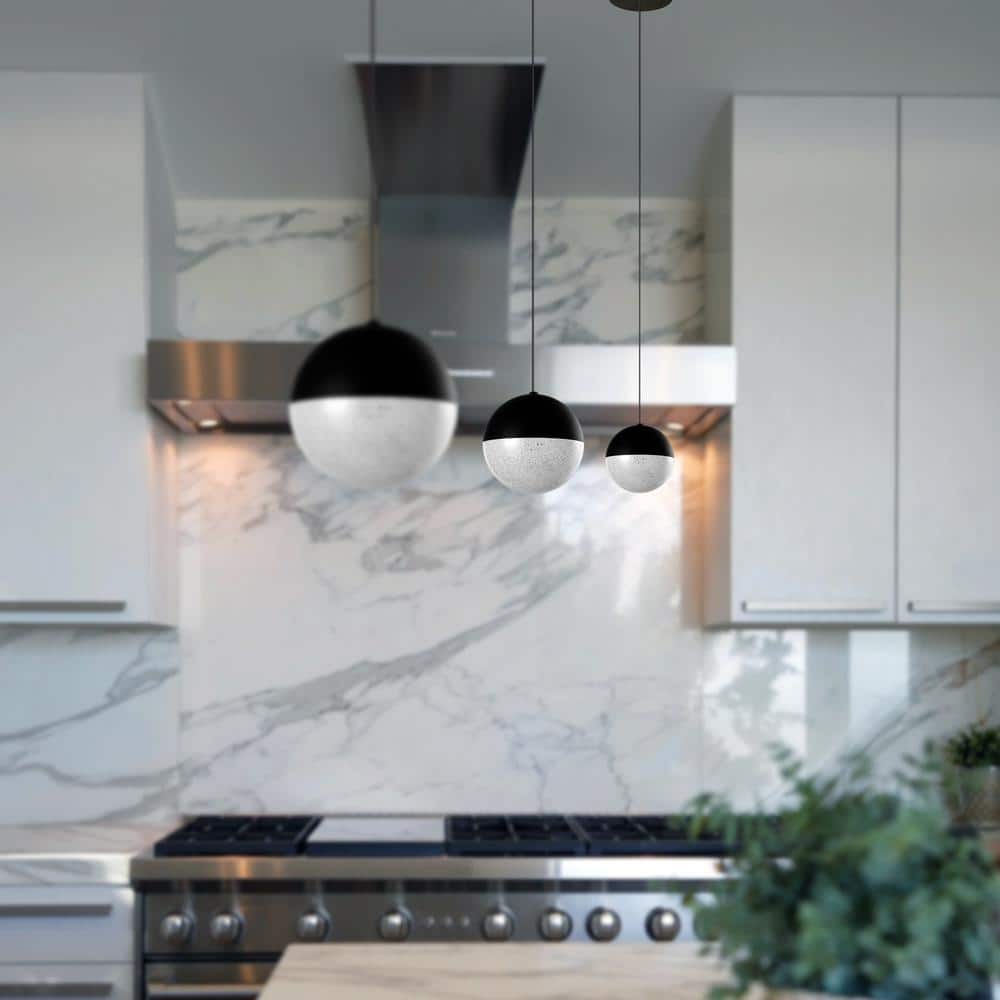 Matte Black Glass LED Jar Pendant Light