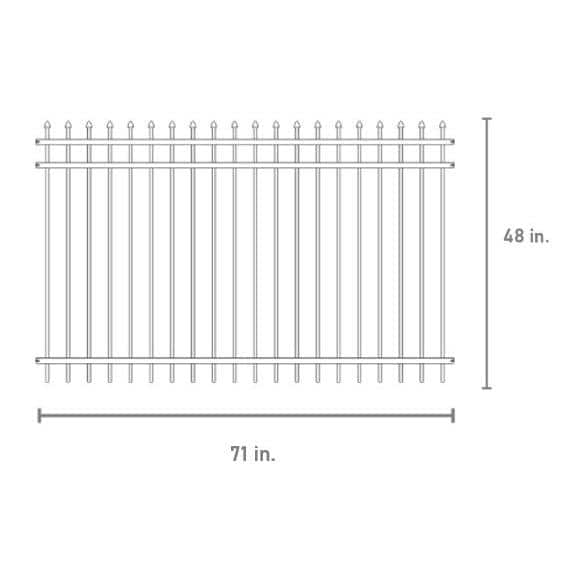 4 ft. H x 6 ft. W Athens Pressed Spear Design Gloss Black Aluminum Fence Panel