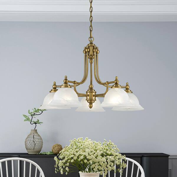 Livex Lighting North Port 5 Light Antique Brass Chandelier 4255-01