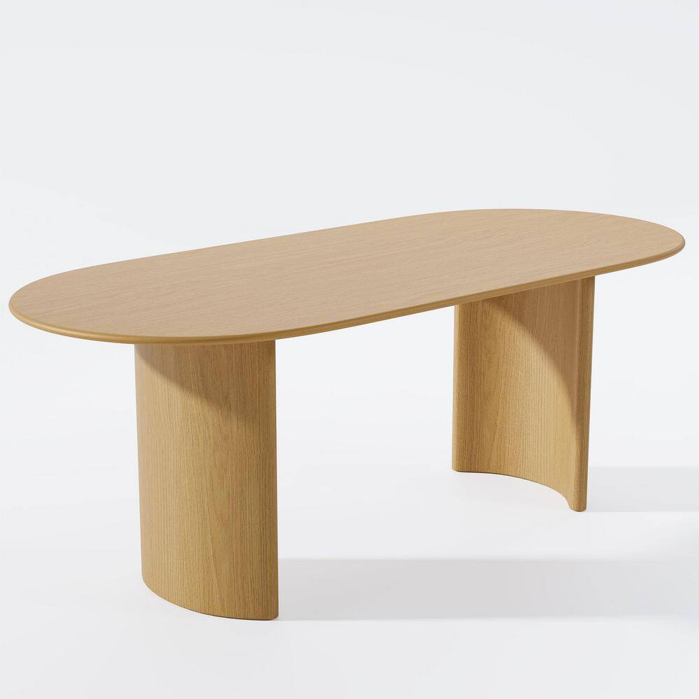 5 Piece Modern Oval Natural Wood Top 67 in. Double Pedestal Base Dining Table Seats 4 price history on PriceWatchPro