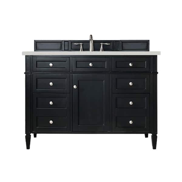 James Martin Vanities Brittany 48.0 in. W x 23.5 in. D x 34.0 in. H Bathroom Vanity in Black Onyx with Lime Delight Silestone Quartz Top