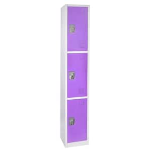 629-Series 72 in. H 3-Tier Steel Key Lock Storage Locker Free Standing Cabinets for Home, School, Gym in Purple (4-Pack)