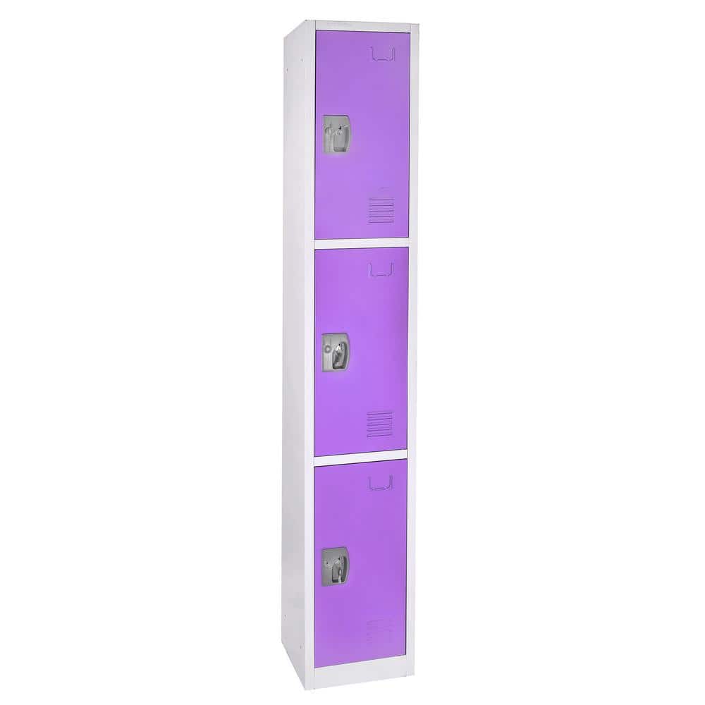 629-Series 72 in. H 3-Tier Steel Key Lock 3-Shelf Storage Locker Free Stand
