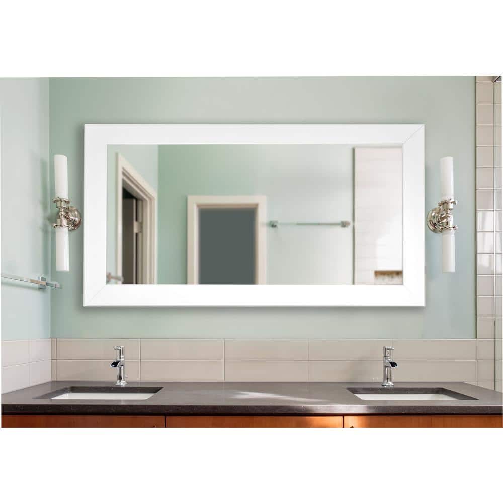 30 In W X 59 In H Framed Rectangular Bathroom Vanity Mirror In White Dv036s The Home Depot