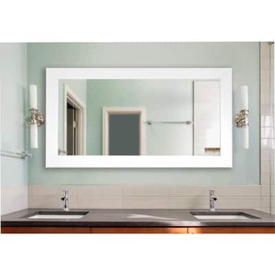 34 In W X 67 H Framed Rectangular, Large Bathroom Mirror With White Frame