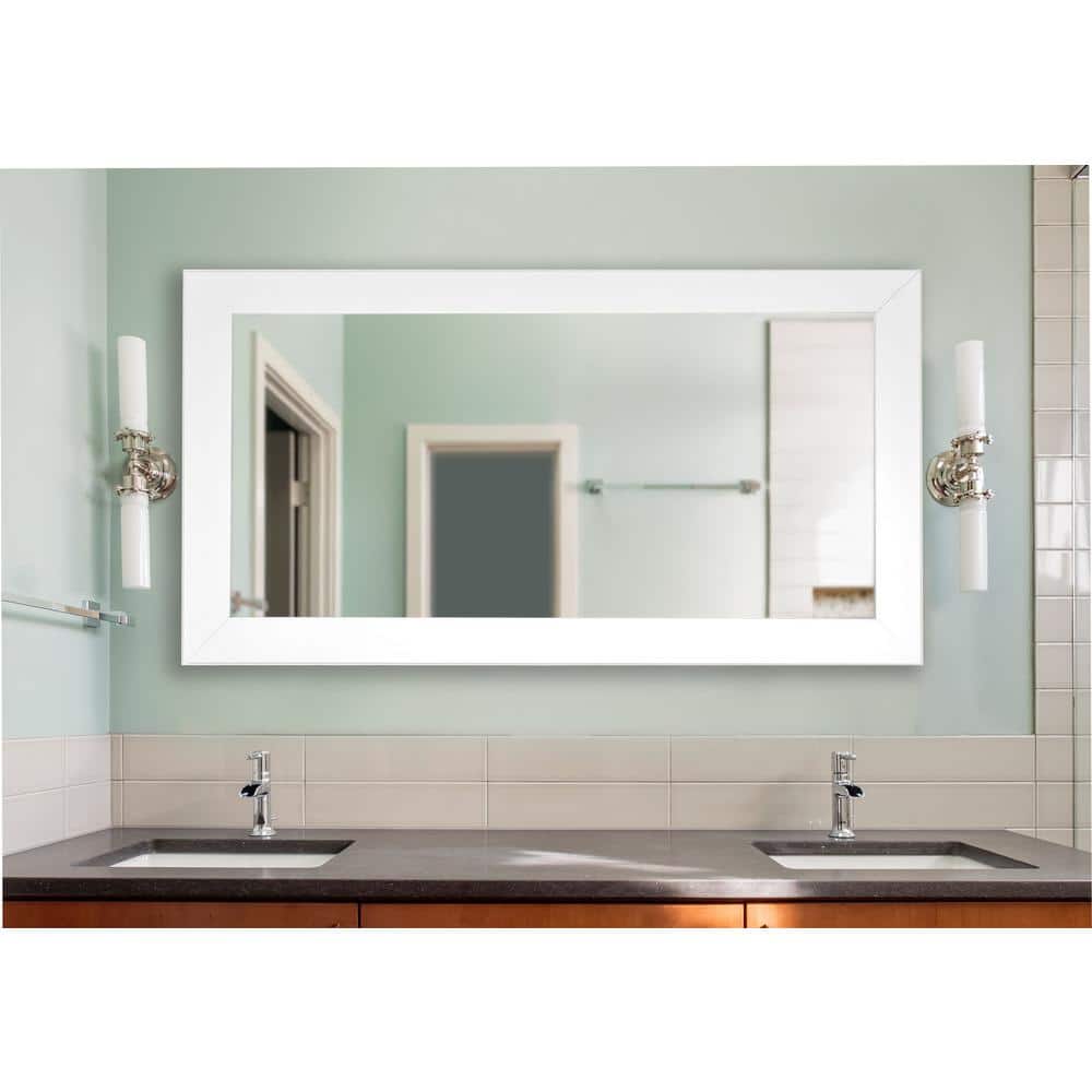 34 in. W x 73 in. H Framed Rectangular Bathroom Vanity Mirror in White