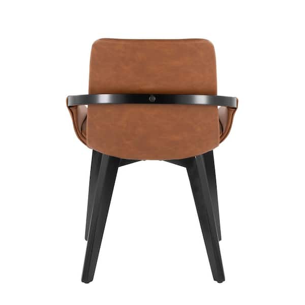 Lumisource Cosmo Camel Faux Leather and Black Wood Side Chair CH