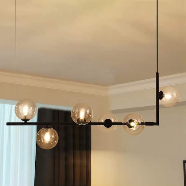 Rennnsan Elaine 6-Light Kitchen Island Globe Modern Glass Bubble Pendant Light