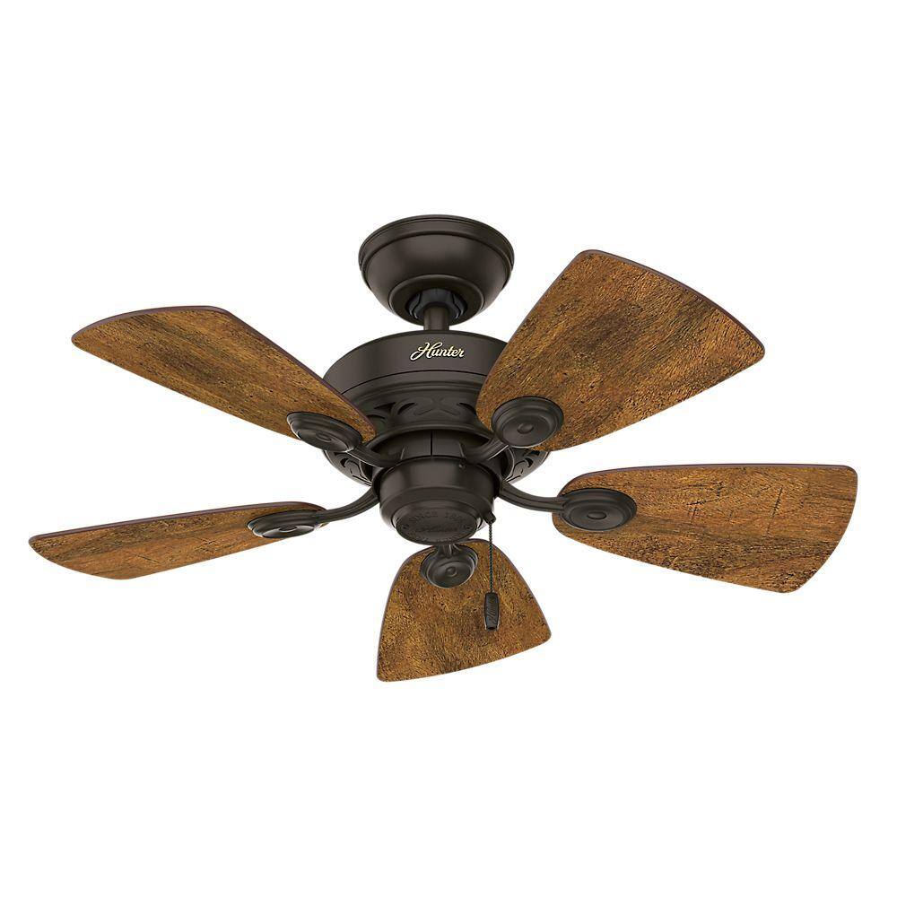 WhisperWind 34" New Bronze Ceiling Fan with Walnut Blades and LED Lights