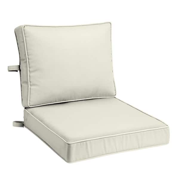 ARDEN Foam Outdoor Double Welted Deep Seat Cushion Set 24 x 24 Made with ProFoam Rain-Proof Fade Resistant Cream Woven Solid