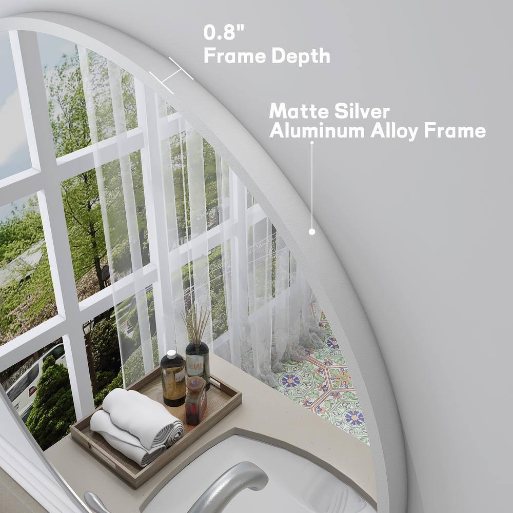 20" Round Silver Aluminum Framed Vanity Mirror