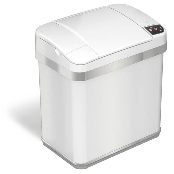 Photo 1 of 2.5 Gal. Pearl White Touchless Automatic Sensor Trash Can with Odor Filter and Fragrance-- BATTERY OPERATED
