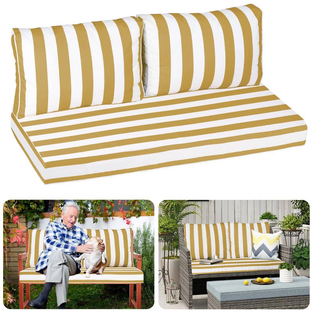 24 x 18 in. Outdoor Loveseat Cushion Set-Waterproof, Fade-Resistant Patio Cushions with Zipper Yellow and White Stripes price history on PriceWatchPro