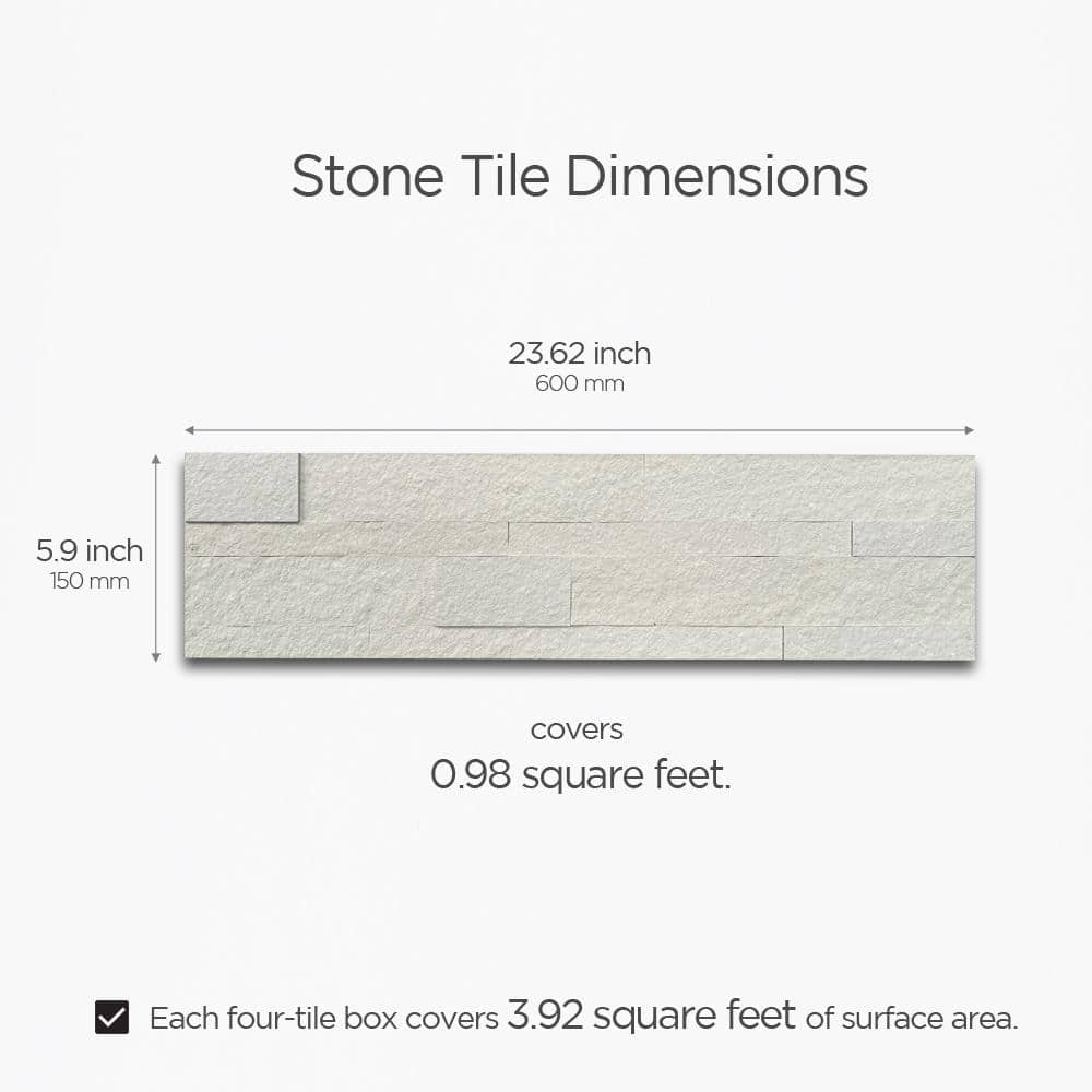 24" x 6" Crystal Warm White Stone Peel & Stick Tile