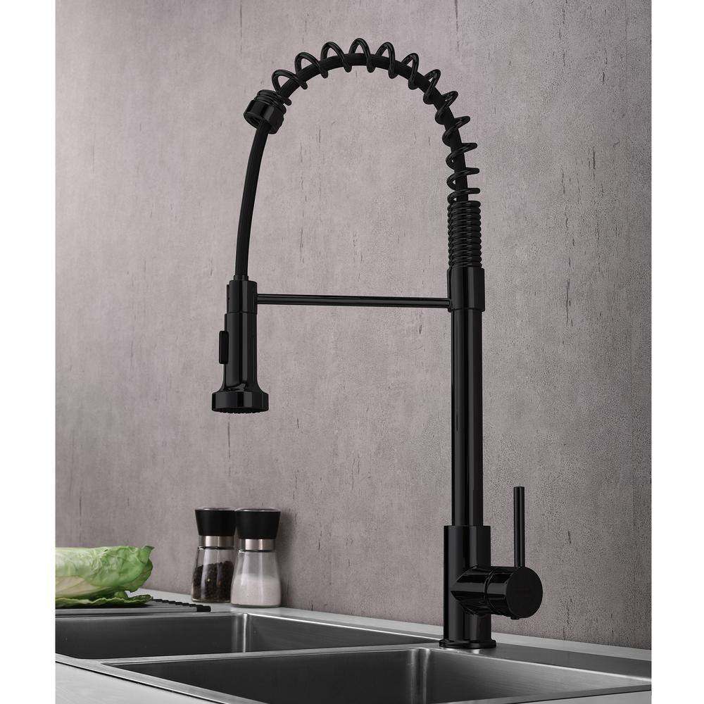 Black Stainless Steel Pull-Out Spray Kitchen Faucet