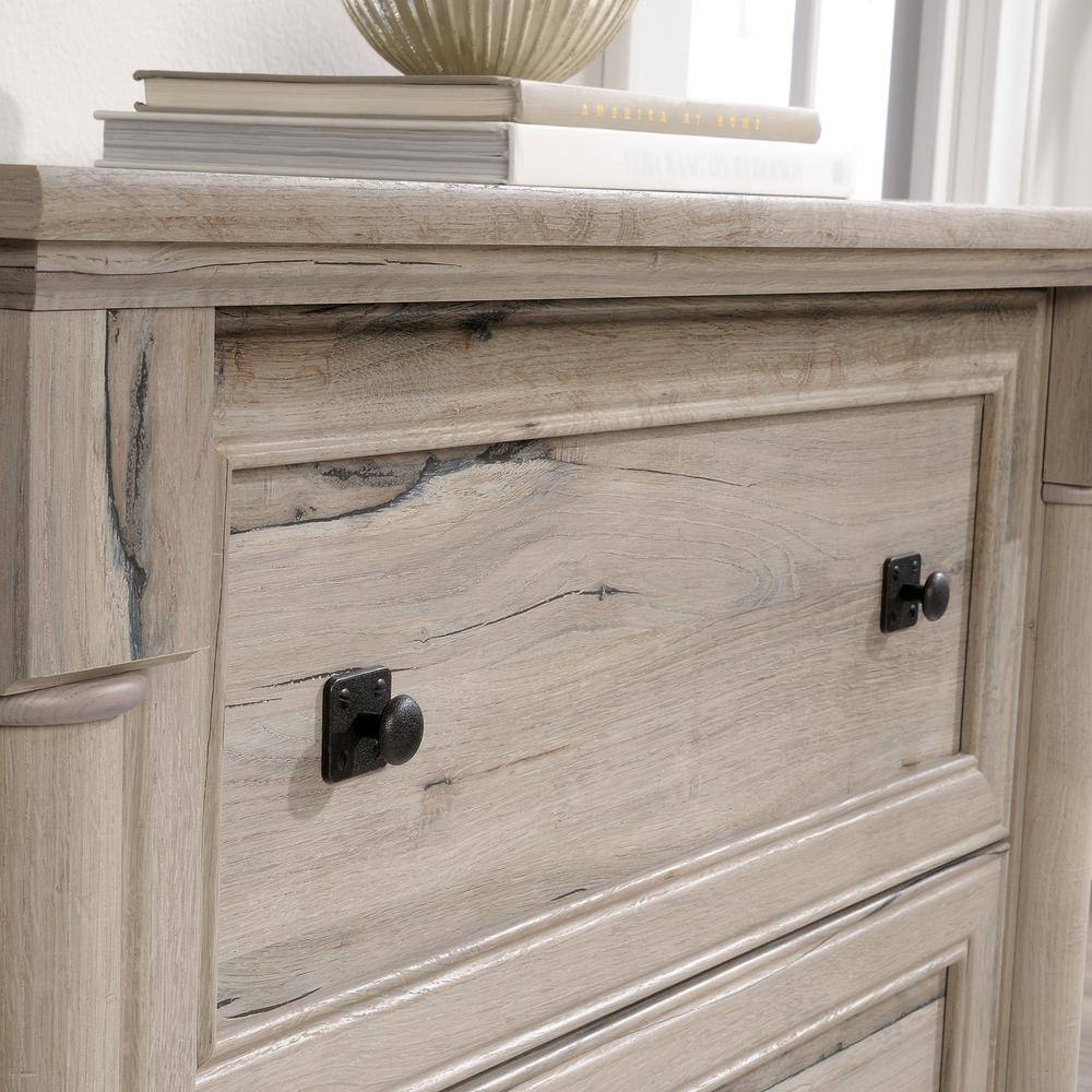 Split Oak 2-Drawer Lateral File Cabinet with Laminate Surface