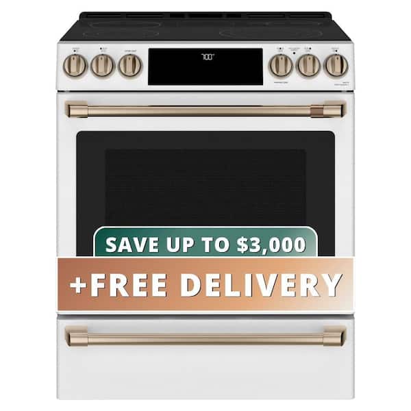 30 in. 5 Burner Element Smart Slide-In Electric Range in Matte White with True Convection, Air Fry
