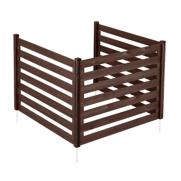 48 in. W x 37 in. H Brown 3-Panel Outdoor Air Conditioner Fence Screen, Outside Wood Privacy Fence